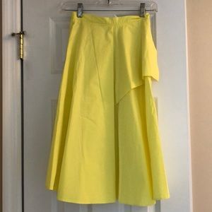 Zara Canary Yellow A-Line Midi Skirt